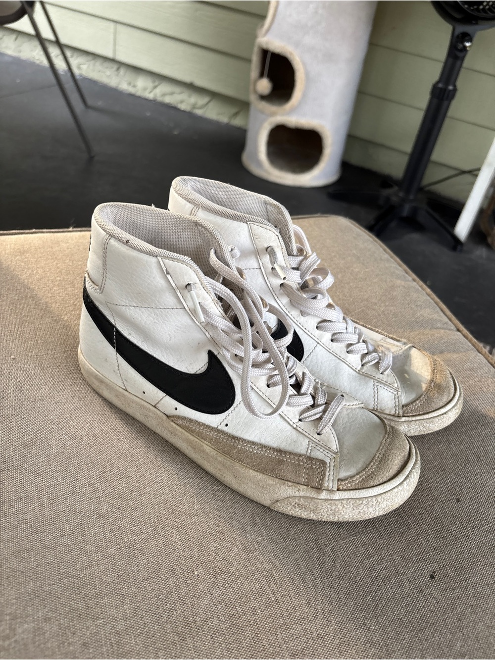 Nike White and Black High-Top Sneakers